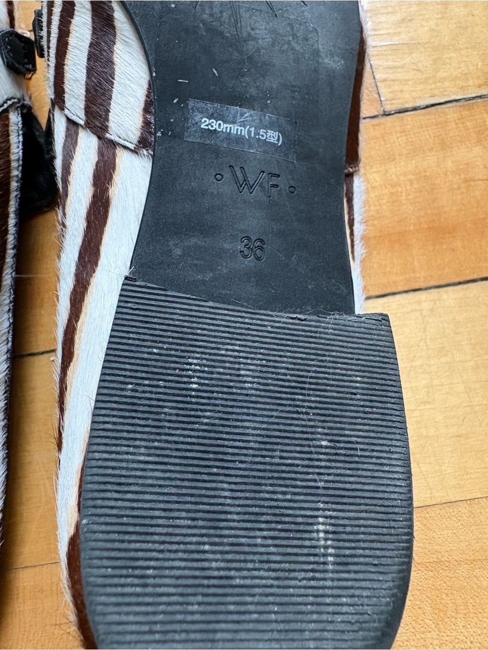 What For Sz 5.5 (36) Zebra Pony Hair Bedazzle Loafers - Picture 5 of 9
